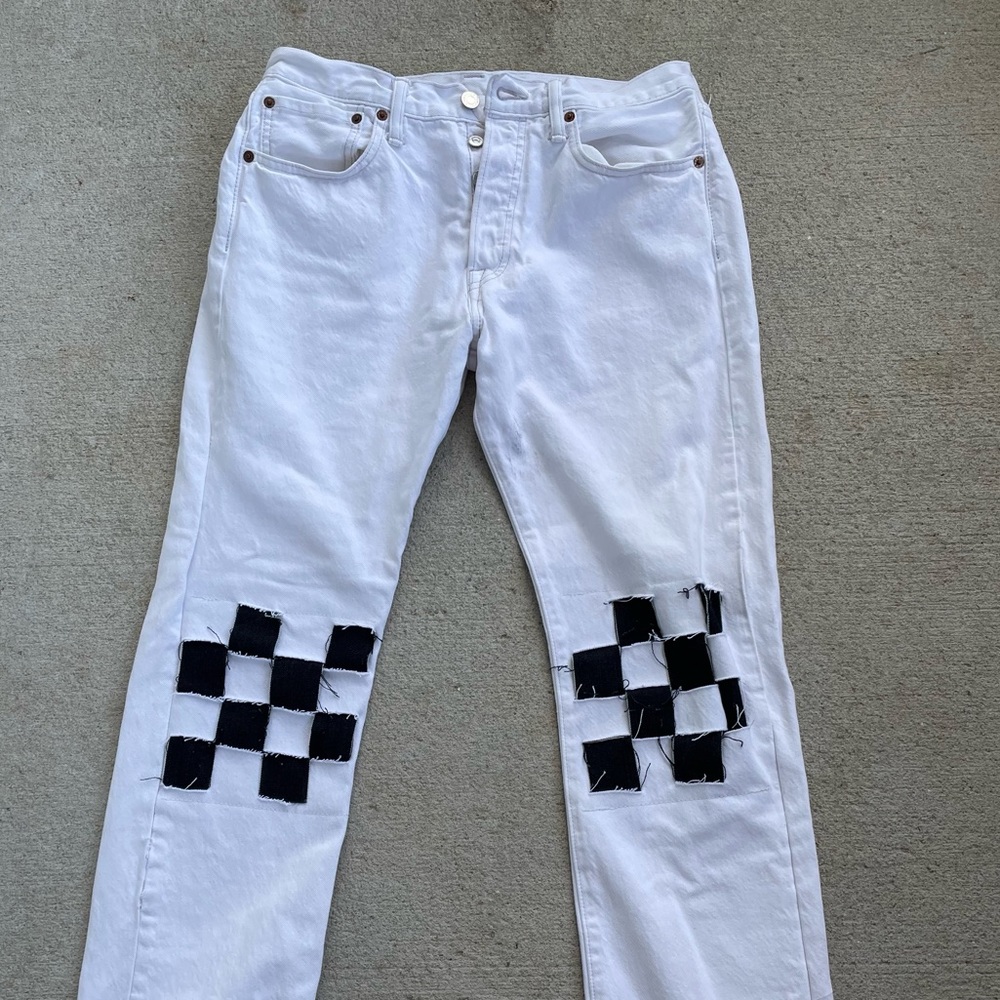 Vintage Levis 501 Jeans Womens White Button Fly Denim 31x32